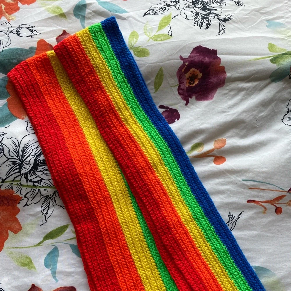 Handmade Long Crocheted Rainbow Scarves (two!)